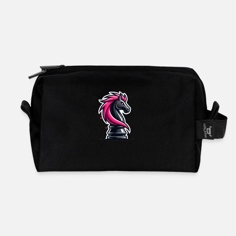 Schachfigur Springer Pferd Schach - Recycelte Kulturtasche - Schwarz