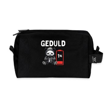 Geduld 1% Panda Bürohumor - Recycelte Kulturtasche - Schwarz - Vorne