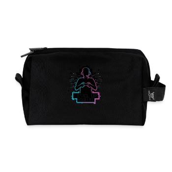 Level Up Your Life – Gamer-Silhouette - Recycelte Kulturtasche - Schwarz - Vorne