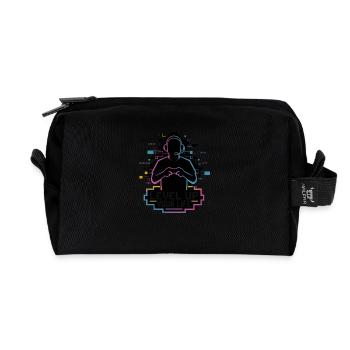Level Up Your Life – Gamer-Silhouette - Recycelte Kulturtasche - Schwarz - Vorne