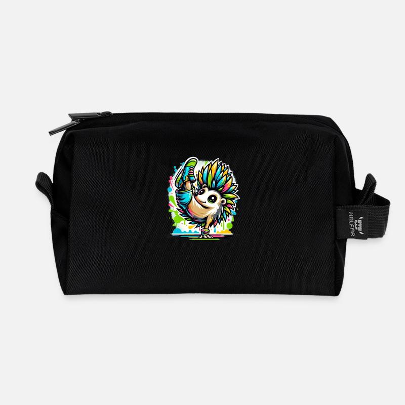 Hérisson Cool Breakdance Danse - Trousse de toilette en tissu recyclé - noir