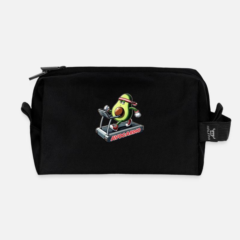 Avocardio Cardio Avocado witzig Gym Geschenk - Recycelte Kulturtasche - Schwarz