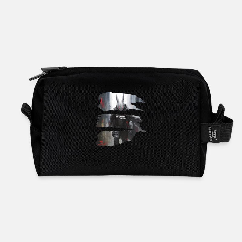 Whit3rabbito, a time traveler, rarely comes alone - Recycled Toiletry Zip Bag - black