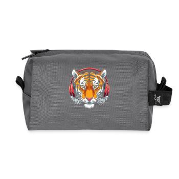 Tiger Animal Graphic Music Headphones Art Tiger - Recycled Toiletry Zip Bag - anthracite - Front