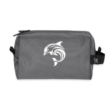 Elegant dynamic dolphin in leap - Recycled Toiletry Zip Bag - anthracite - Front
