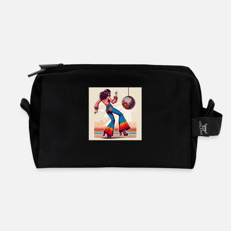 Retro Disco - Recycled Toiletry Zip Bag - black