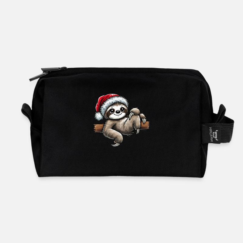 Faultier Weihnachten - Recycelte Kulturtasche - Schwarz