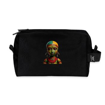 🪆 Poupée Vaudou : L’Essence Mystique de l’Afrique - Trousse de toilette en tissu recyclé - noir - Devant