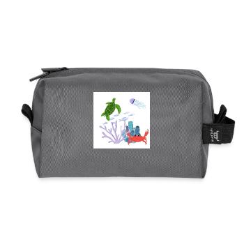 Coral reef - Recycled Toiletry Zip Bag - anthracite - Front