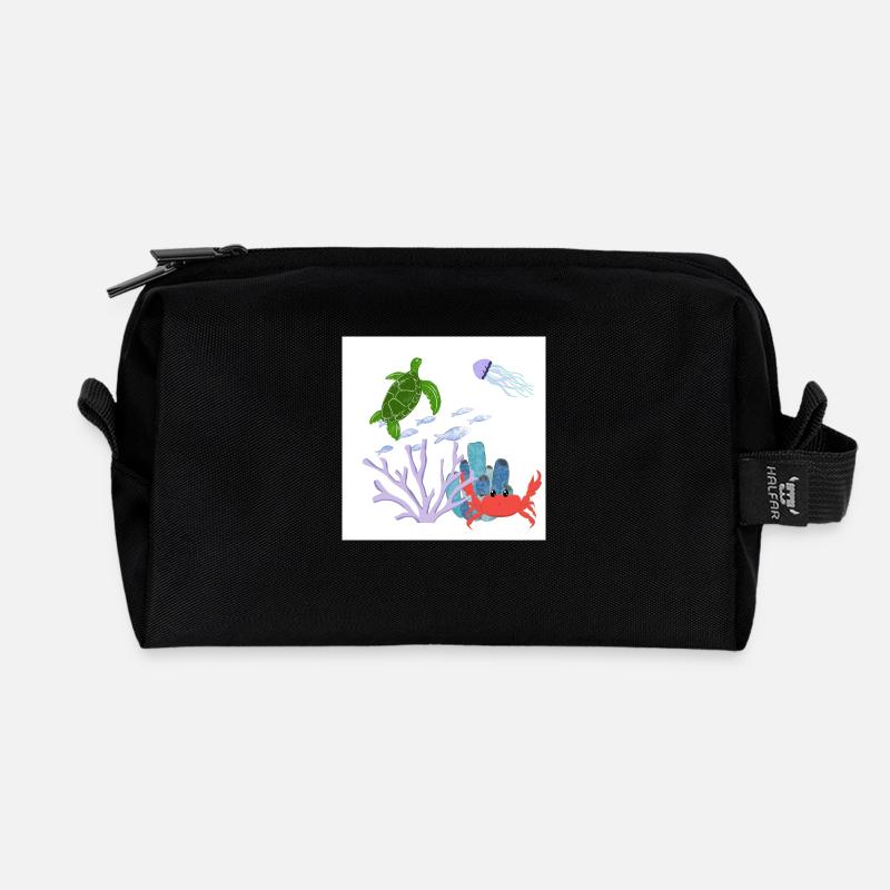 Coral reef - Recycled Toiletry Zip Bag - black