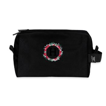 Buchstabe h Blumenkrone - Recycelte Kulturtasche - Schwarz - Vorne
