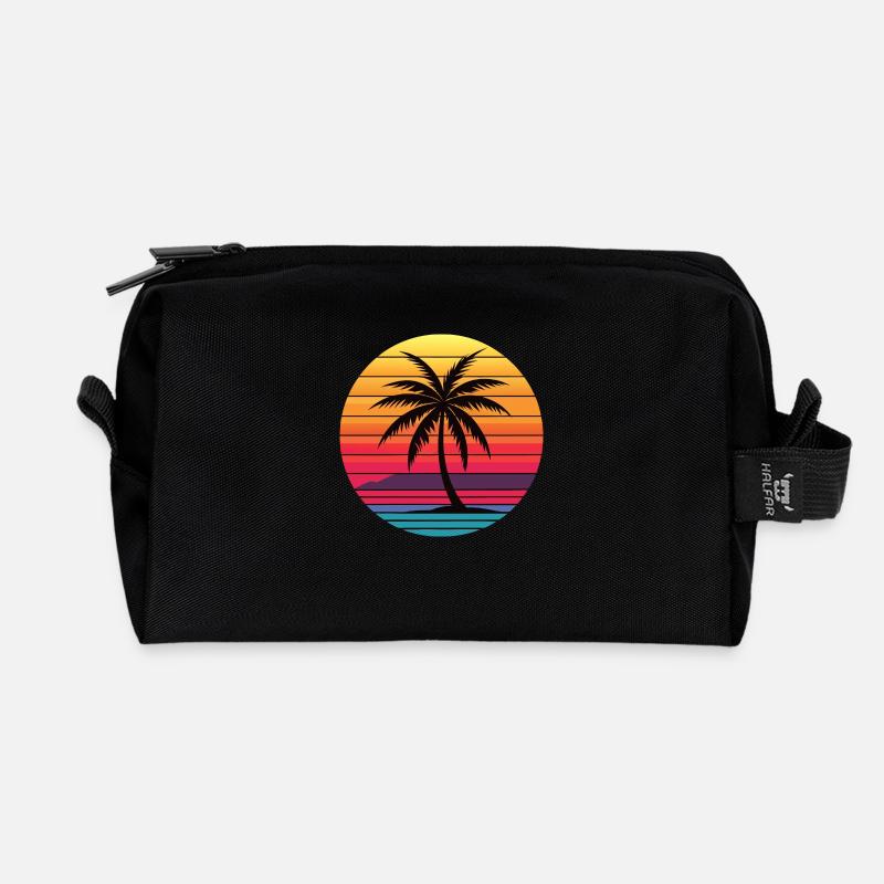 Palm Sunrise - Trousse de toilette en tissu recyclé - noir