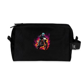 Motocross Dirt Bike Flame - Trousse de toilette en tissu recyclé - noir - Devant