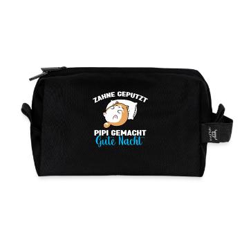 Katzen Schlafshirt Dicke Katze Gute Nacht - Recycelte Kulturtasche - Schwarz - Vorne