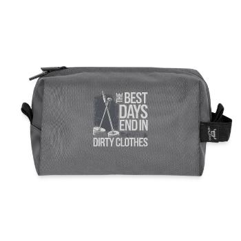 Discover adventures in the ground - Recycled Toiletry Zip Bag - anthracite - Front