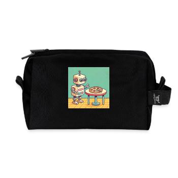 Pizza Bot - Recycled Toiletry Zip Bag - black - Front