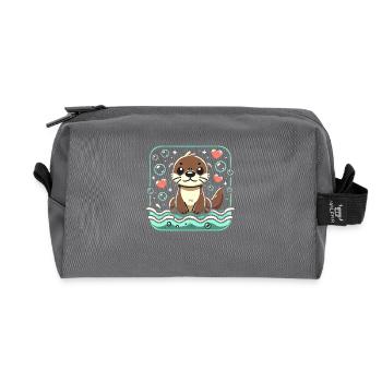 Otters Make Everything Better Cute Wildlife Lover - Recycled Toiletry Zip Bag - anthracite - Front