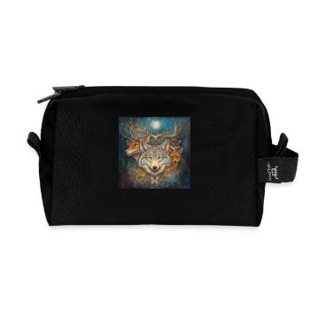 Esotericism Spirituality Mysticism Wolf, Fox, Deer, - Recycled Toiletry Zip Bag - black - Front