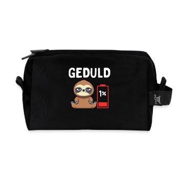 Geduld 1% Faultier Bürohumor - Recycelte Kulturtasche - Schwarz - Vorne