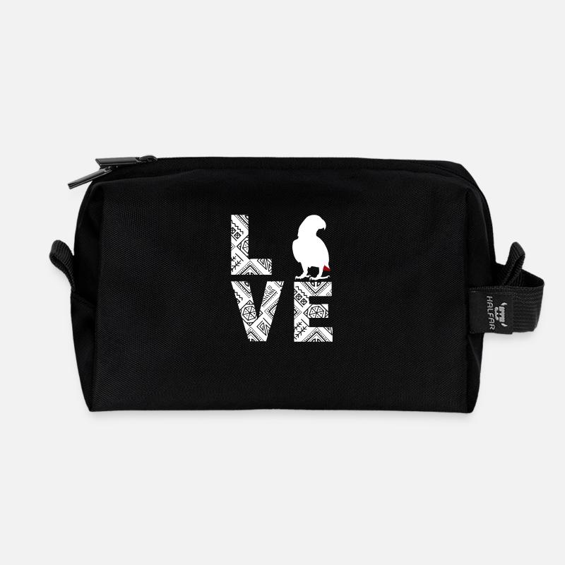 African grey parrot - Recycled Toiletry Zip Bag - black