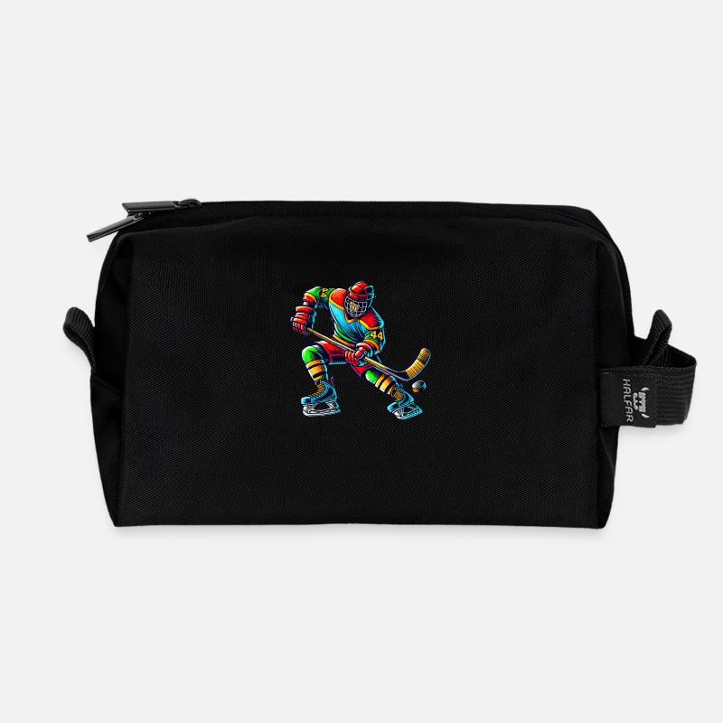 hockey player - Recycelte Kulturtasche - Schwarz