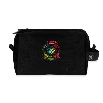 Lutige Astronaut Cat - Recycled Toiletry Zip Bag - black - Front