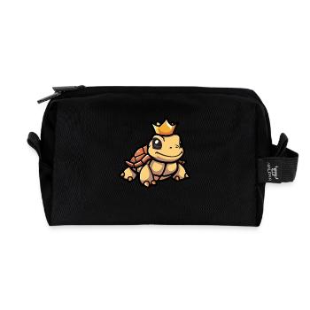Tortue Cartoon Couronne - Trousse de toilette en tissu recyclé - noir - Devant