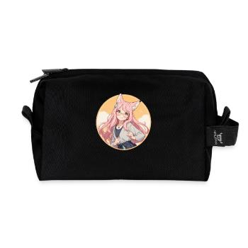 Fox Girl: Verzauberter Charme im Anime-Stil - Recycelte Kulturtasche - Schwarz - Vorne