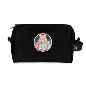 Fox Girl: Verzauberter Charme im Anime-Stil - Recycelte Kulturtasche - Schwarz - Vorne
