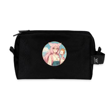 Fox Girl: Charme im Anime-Stil mit einem Fuchs - Recycelte Kulturtasche - Schwarz - Vorne