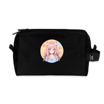 Cat Girl Kawaii: Adorable Cat Girl - Recycled Toiletry Zip Bag - black - Front