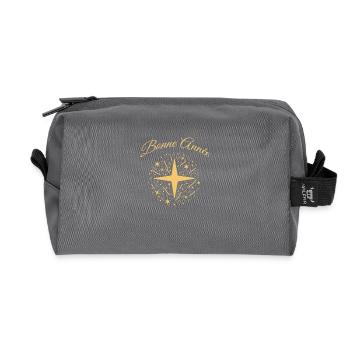 Happy Golden New Year: Stars and confetti the holidays - Recycled Toiletry Zip Bag - anthracite - Front