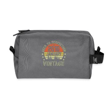 Born In January Birthday Gift January 2010 - Recycled Toiletry Zip Bag - anthracite - Front