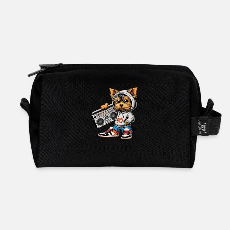Ein cooler Yorkie Yorkshire Terrier mit einem 90er - Recycelte Kulturtasche - Schwarz
