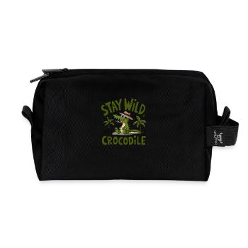 Wilder Kroko-Vibe - Recycelte Kulturtasche - Schwarz - Vorne