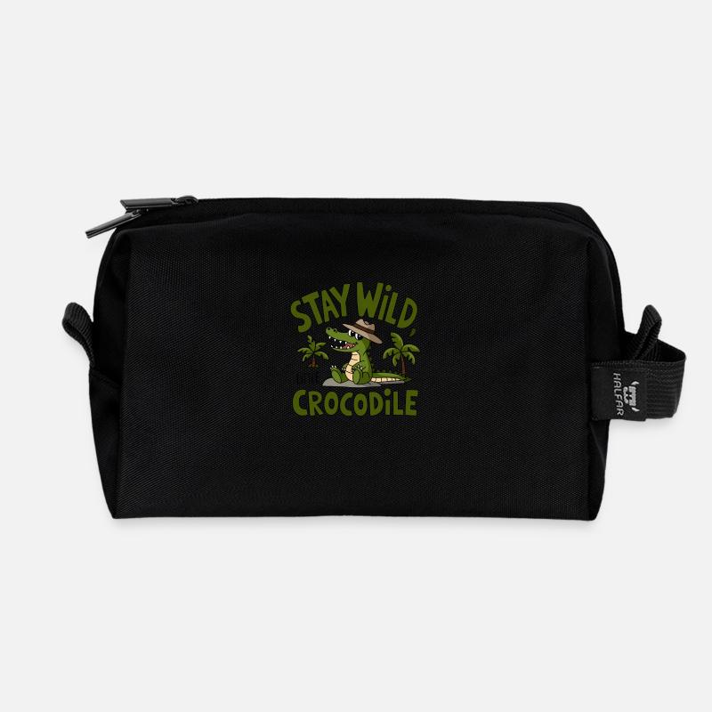 Wild crocodile vibe - Recycled Toiletry Zip Bag - black