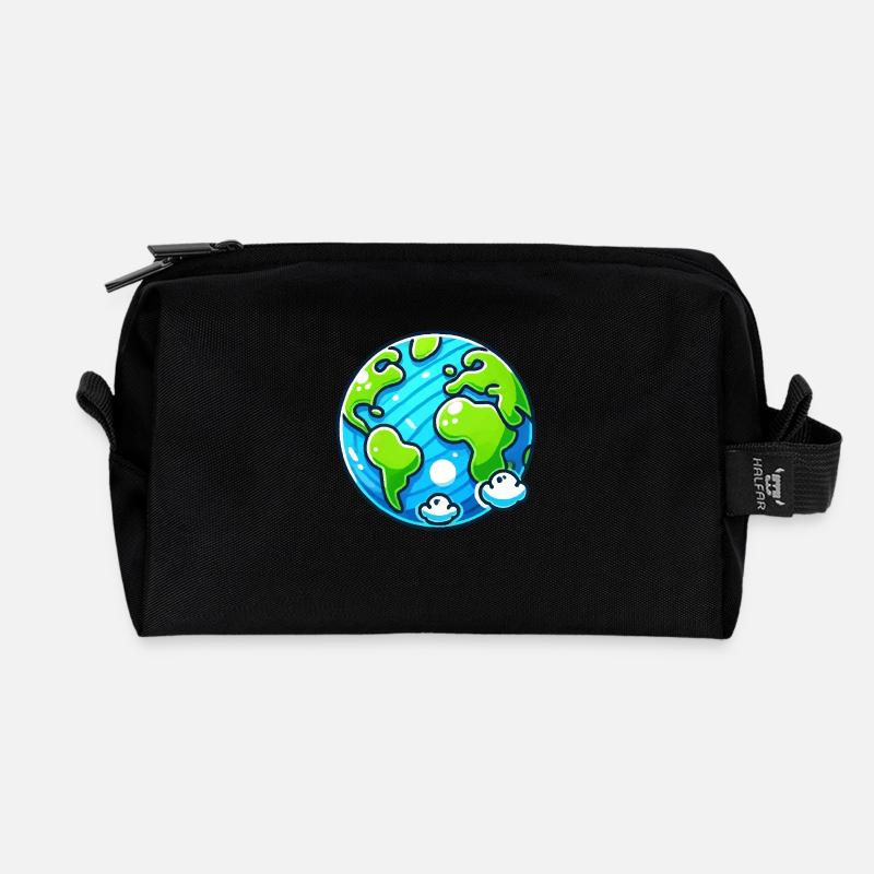 erde planet - Recycelte Kulturtasche - Schwarz