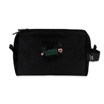 Travel Together adevnture citation de voyage texte Art - Trousse de toilette en tissu recyclé - noir - Devant