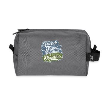 Friends Together adevnture citation de voyage texte art - Trousse de toilette en tissu recyclé - anthracite - Devant