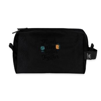 Friends Together adevnture citation de voyage texte art - Trousse de toilette en tissu recyclé - noir - Devant