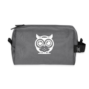 Owls with huge eyes - Recycled Toiletry Zip Bag - anthracite - Front