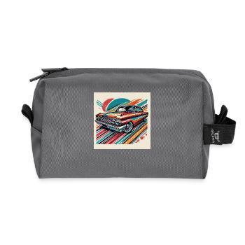 Retro classic car - Recycled Toiletry Zip Bag - anthracite - Front
