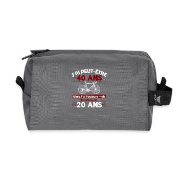 40 Years Birthday for a Cyclist Bike Gift - Recycled Toiletry Zip Bag - anthracite - Front