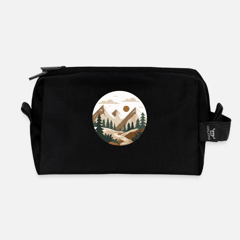 Berg Wandern - Recycelte Kulturtasche - Schwarz