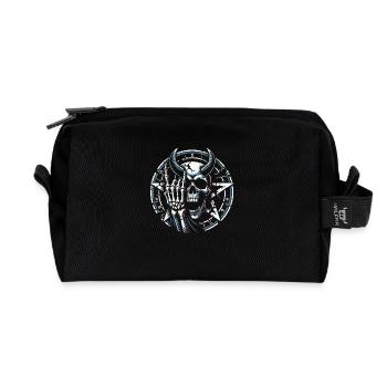 Crâne avec des cornes pentagramme fait des cornes de diable - Trousse de toilette en tissu recyclé - noir - Devant