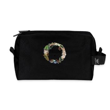 Bridle Wreath Boho Flowers - Recycled Toiletry Zip Bag - black - Front