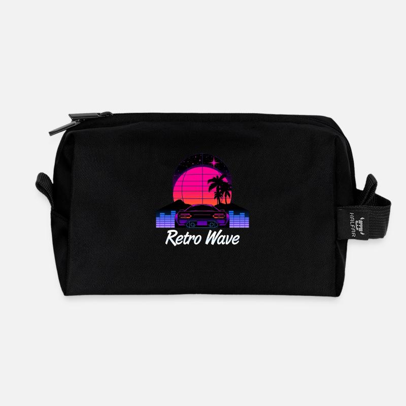 “Retro Wave” Synthwave desing - Trousse de toilette en tissu recyclé - noir