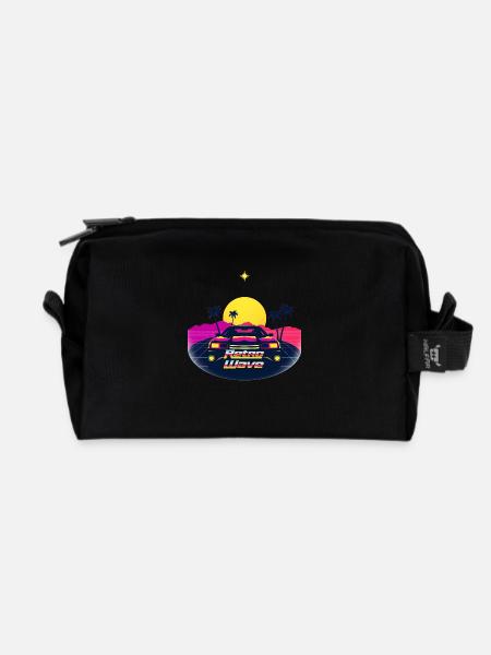 “Retro Wave” Sunset Graphic - Trousse de toilette en tissu recyclé - noir