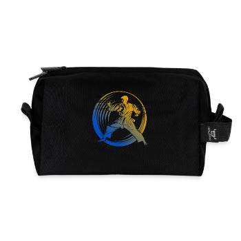 Karate Silhouette Colorful - Recycled Toiletry Zip Bag - black - Front