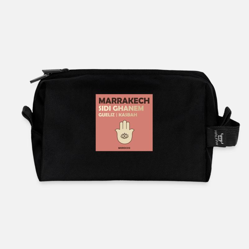 Marrakech, Maroc - Trousse de toilette en tissu recyclé - noir